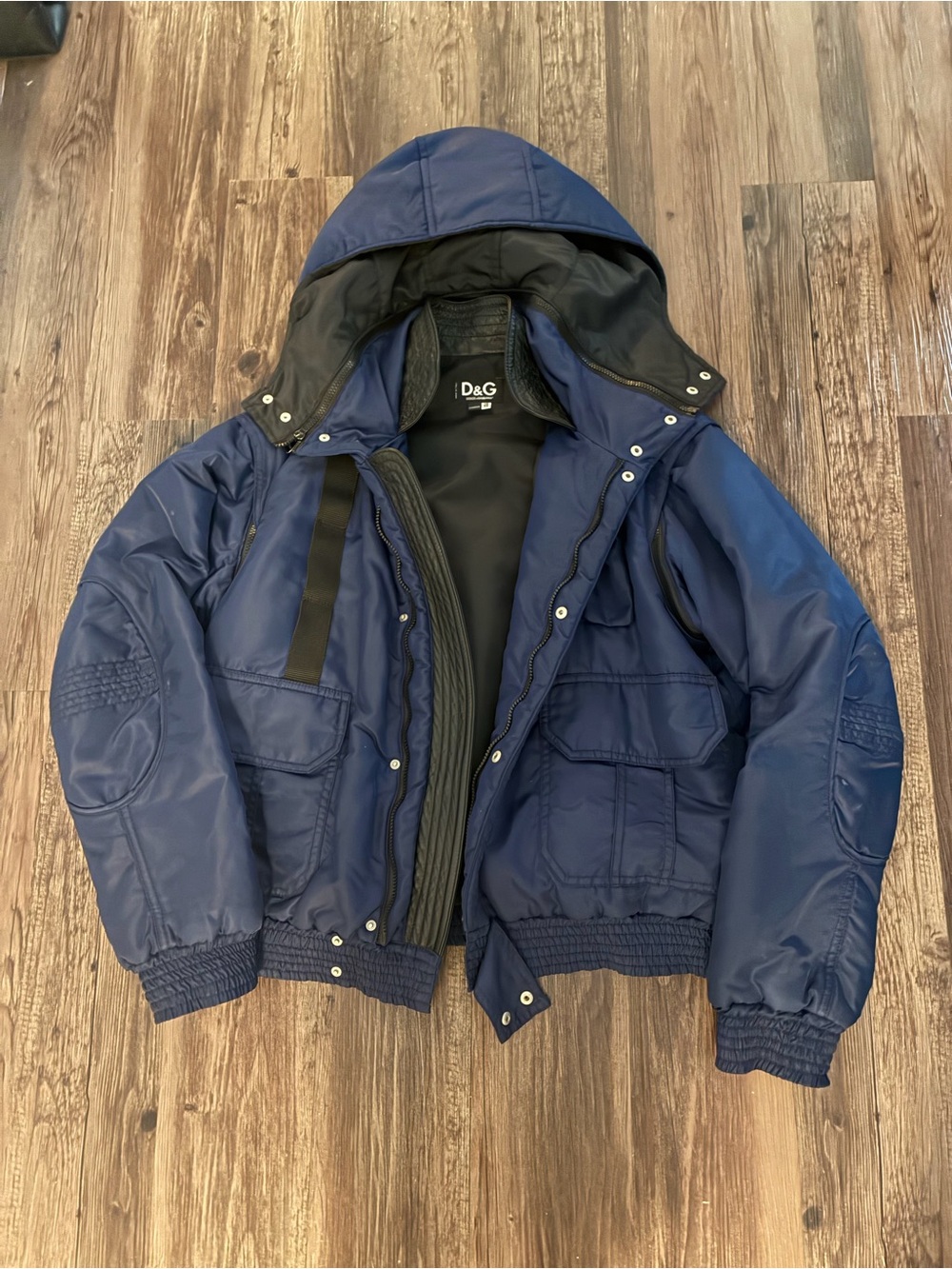 Dolce & Gabbana Navy Hooded Quilted Puffer